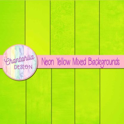 Free neon yellow mixed backgrounds digital papers