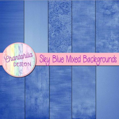 Free sky blue mixed backgrounds digital papers