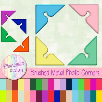 Free photo corners design elements in a brushed metal style