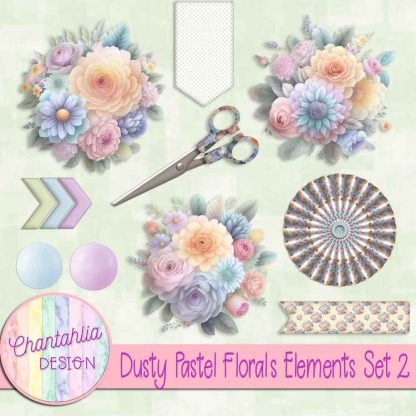 Dusty Pastel Florals Elements Set 2