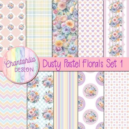 Free digital papers in a Dusty Pastel Florals theme