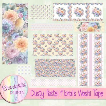 Free washi tape in a Dusty Pastel Florals theme