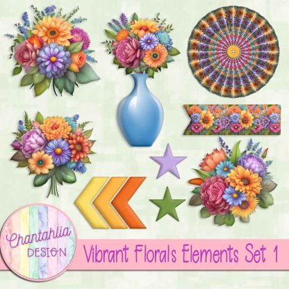 Free design elements in a Vibrant Florals theme