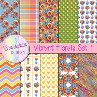 Free digital papers in a Vibrant Florals theme