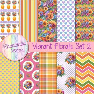 Free digital papers in a Vibrant Florals theme