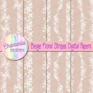 Free beige floral stripes digital papers