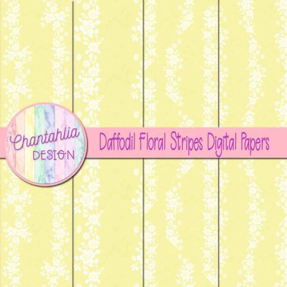 Free daffodil floral stripes digital papers