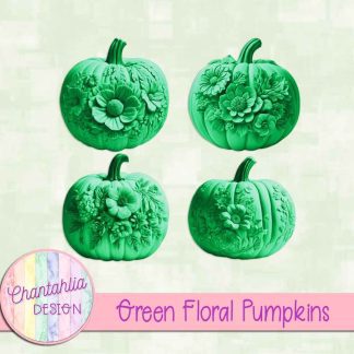 Free green floral pumpkins