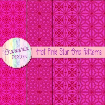 Free hot pink star grid patterns