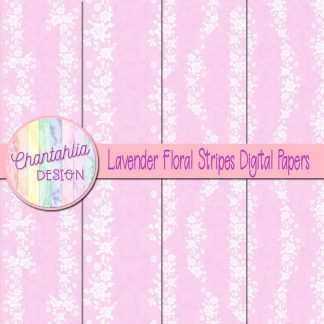 Free lavender floral stripes digital papers