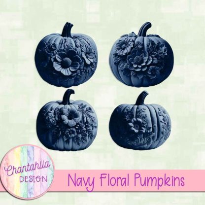 Free navy floral pumpkins