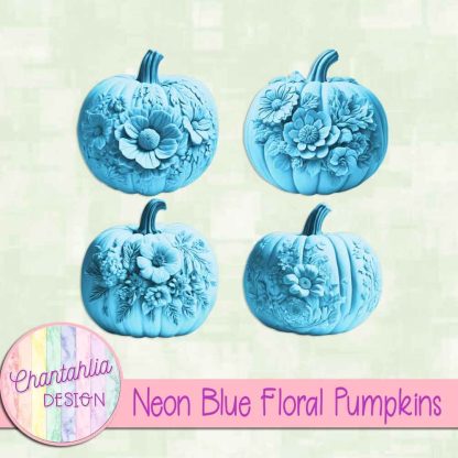 Free neon blue floral pumpkins