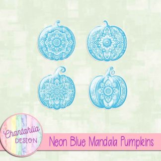 Free neon blue mandala pumpkins