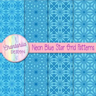 Free neon blue star grid patterns