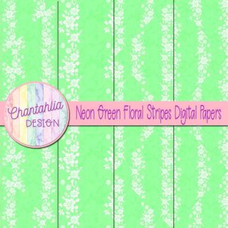 Free neon green floral stripes digital papers