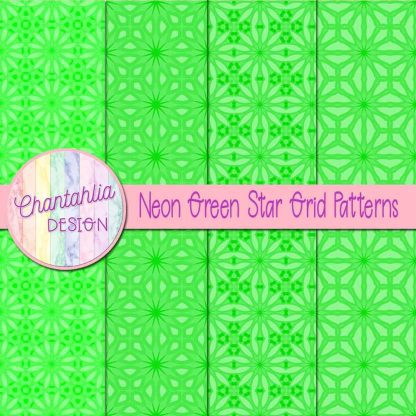 Free neon green star grid patterns