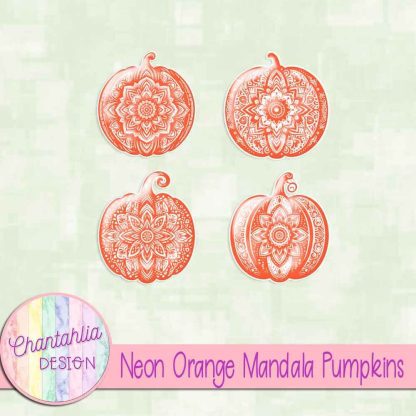 Free neon orange mandala pumpkins