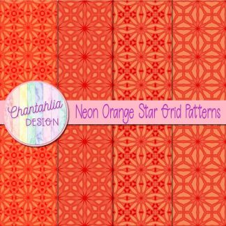 Free neon orange star grid patterns