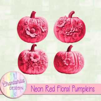 Free neon red floral pumpkins