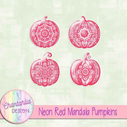 Free neon red mandala pumpkins