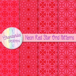 Free neon red star grid patterns