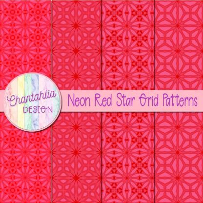 Free neon red star grid patterns