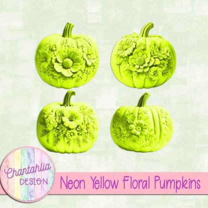 Free neon yellow floral pumpkins