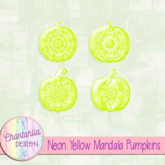 Free neon yellow mandala pumpkins