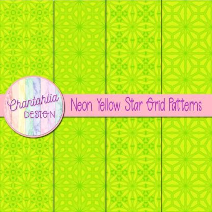 Free neon yellow star grid patterns