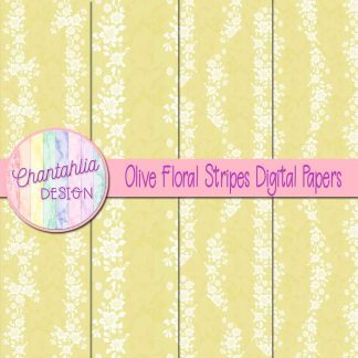 Free olive floral stripes digital papers