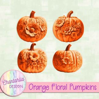 Free orange floral pumpkins