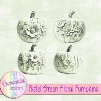 Free pastel green floral pumpkins