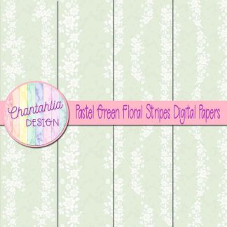 Free pastel green floral stripes digital papers