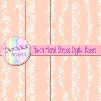 Free peach floral stripes digital papers