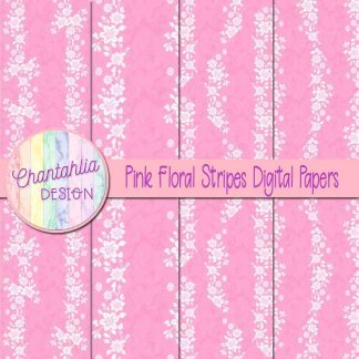 Free pink floral stripes digital papers