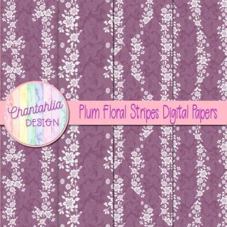 Free plum floral stripes digital papers