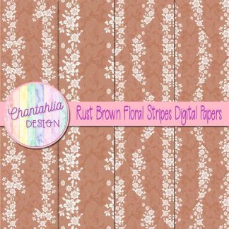 Free rust brown floral stripes digital papers