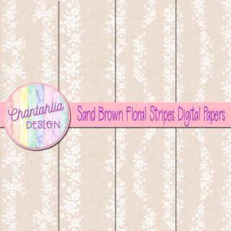 Free sand brown floral stripes digital papers