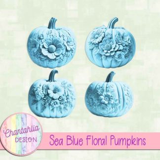 Free sea blue floral pumpkins