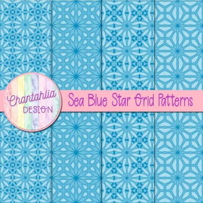 Free sea blue star grid patterns