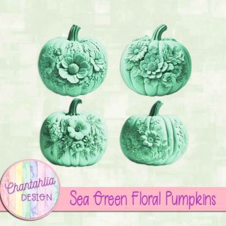 Free sea green floral pumpkins