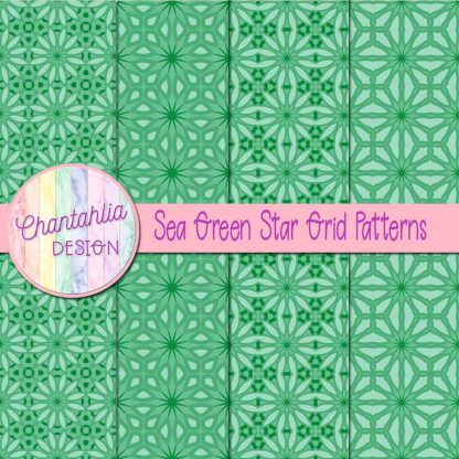 Free sea green star grid patterns