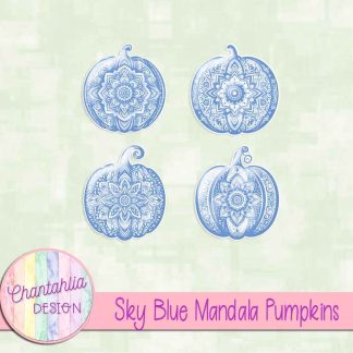 Free sky blue mandala pumpkins