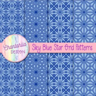 Free sky blue star grid patterns