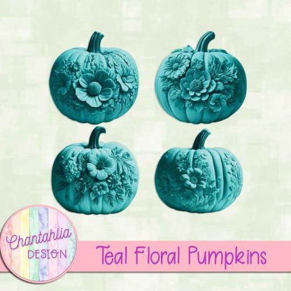 Free teal floral pumpkins