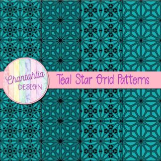 Free teal star grid patterns