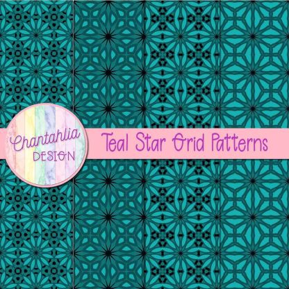 Free teal star grid patterns