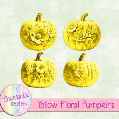 Free yellow floral pumpkins