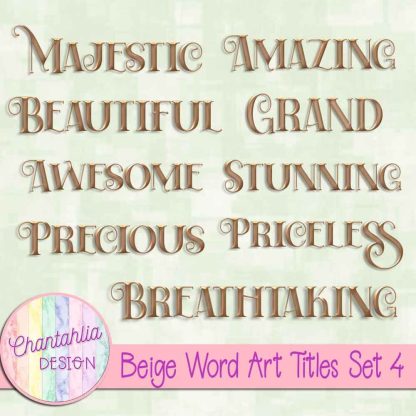 Free beige word art titles set 4