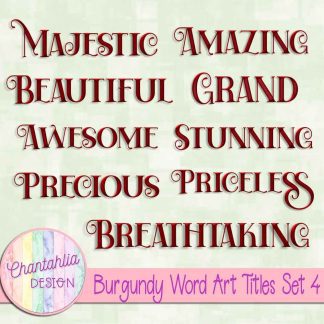 Free burgundy word art titles set 4